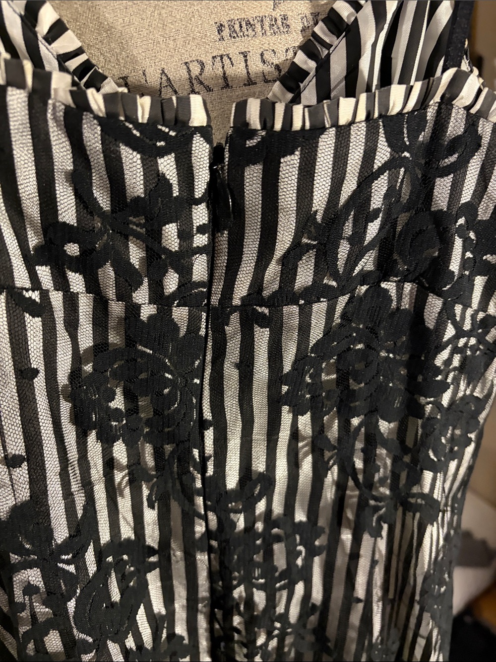 Black & White Striped Lace-Overlay Slip Dress - 2 - Picture 3 of 5